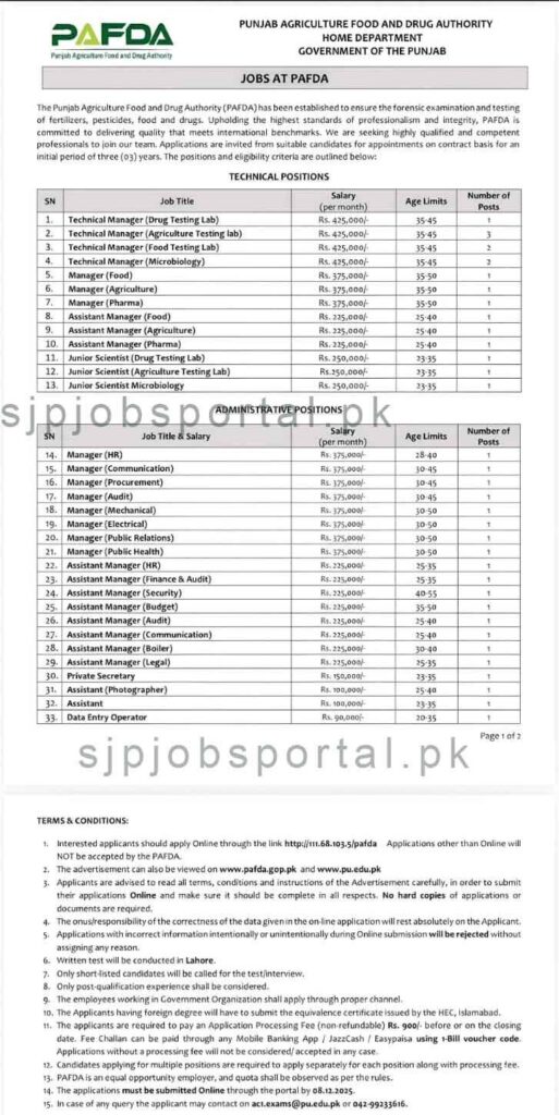  PAFDA Jobs advertisement 