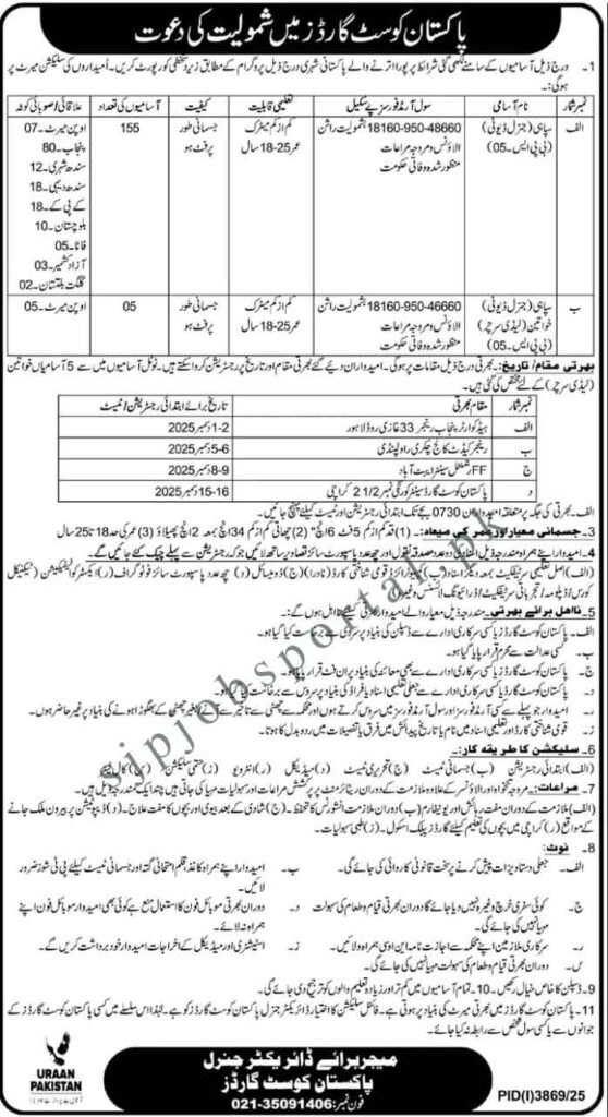  Pakistan Coast Guard Jobs Advertisement 