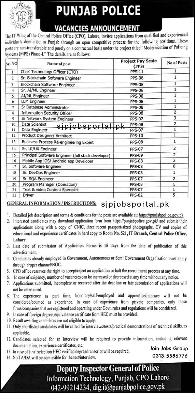 Punjab Police Jobs IT Branch