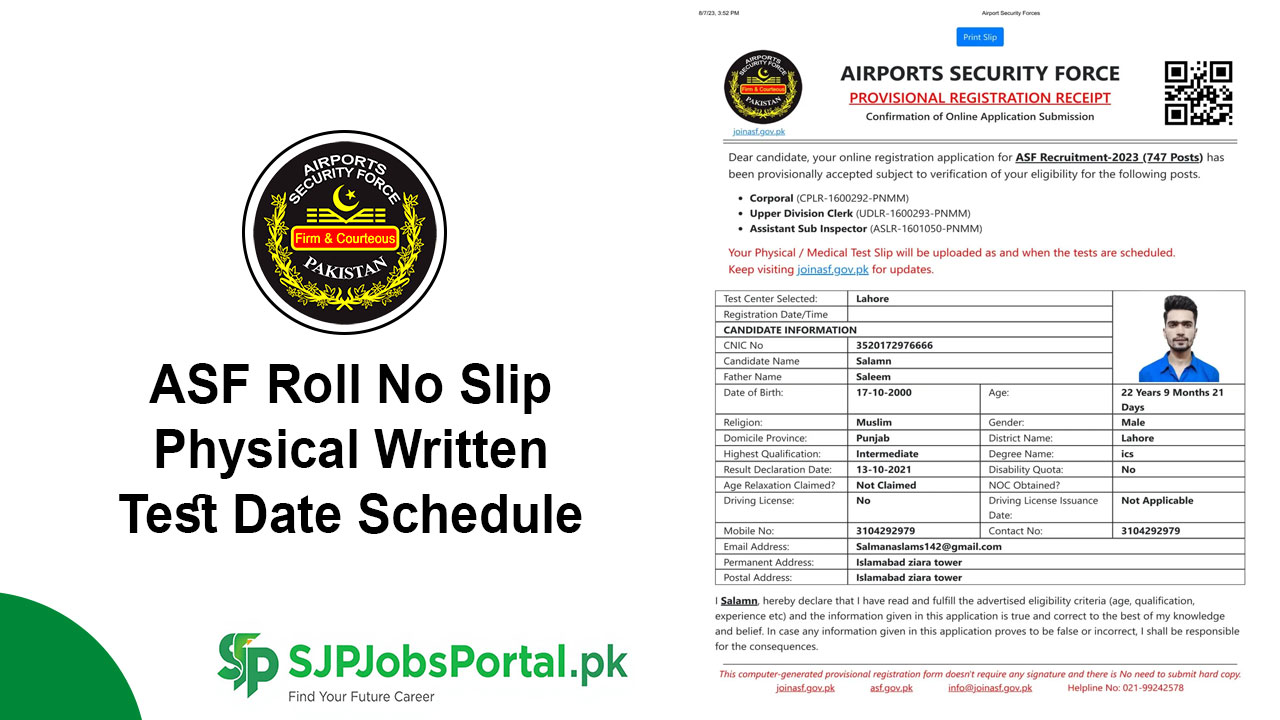 ASF Roll No Slip 2026