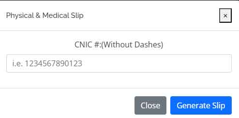 ASF test Slip download by CNIC 