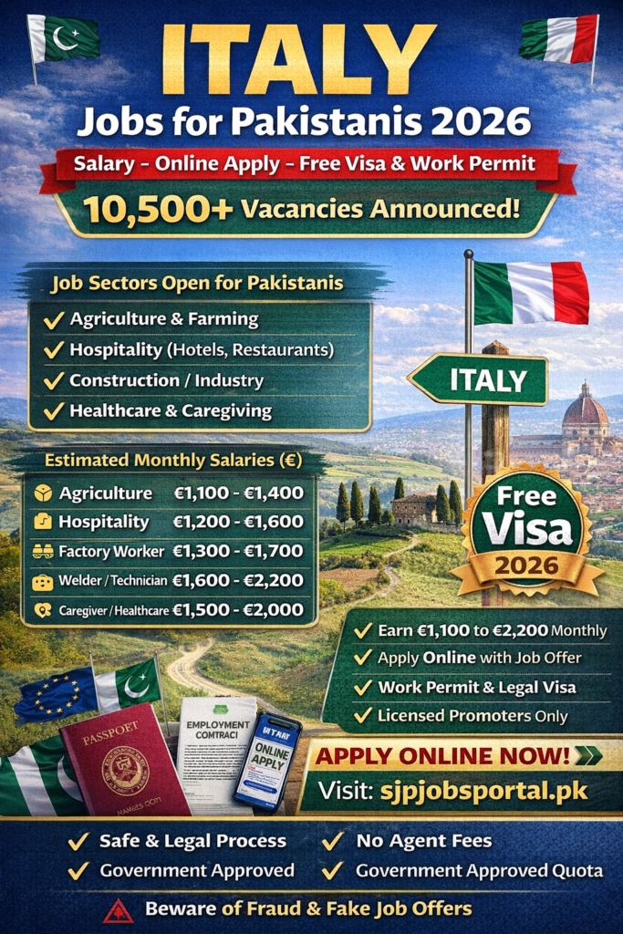 Italy Jobs 2026 For Pakistanis
