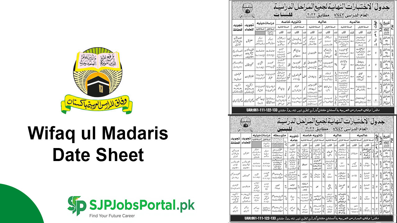 Wifaq ul Madaris Date Sheet 2026