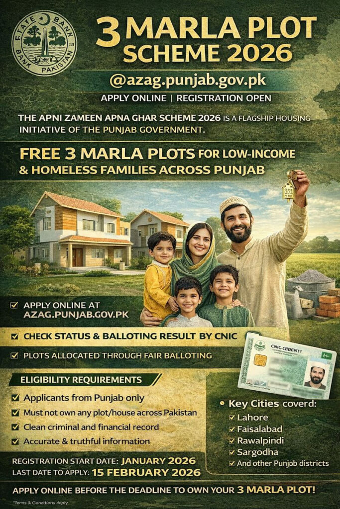 3 Marla Plot Scheme 2026 Apply Online Registration