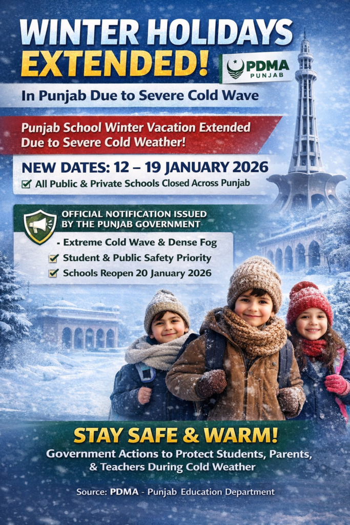 Winter Holidays Extended 2026 in Punjab