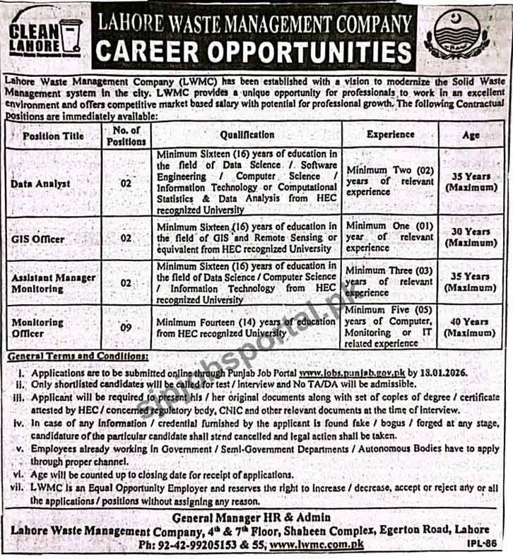 LWMC Jobs advertisement 