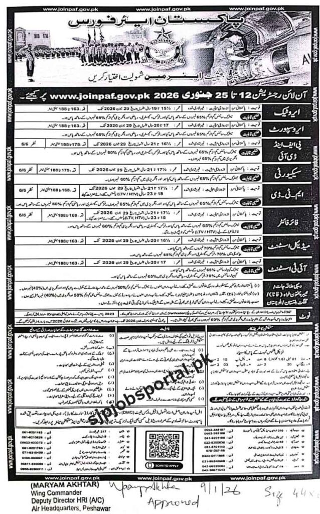  PAF Jobs advertisement 