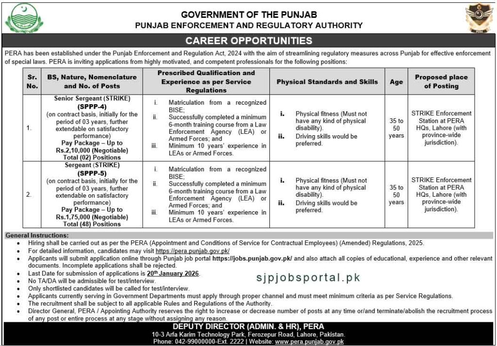 PERA Senior Sergent Jobs Strike 